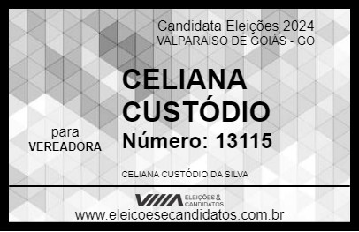 Candidato CELIANA CUSTÓDIO 2024 - VALPARAÍSO DE GOIÁS - Eleições