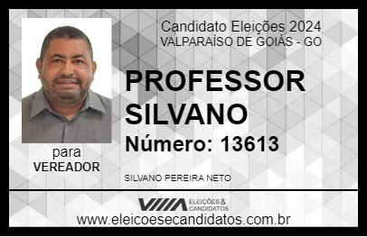 Candidato PROFESSOR SILVANO 2024 - VALPARAÍSO DE GOIÁS - Eleições