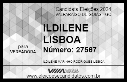 Candidato ILDILENE LISBOA 2024 - VALPARAÍSO DE GOIÁS - Eleições