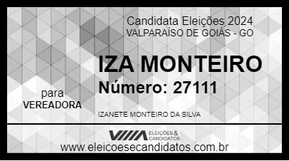 Candidato IZA MONTEIRO 2024 - VALPARAÍSO DE GOIÁS - Eleições