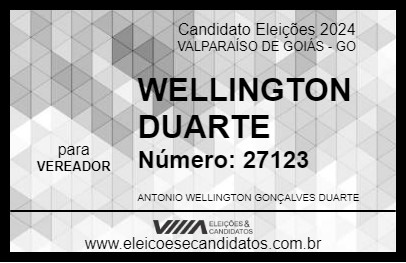 Candidato WELLINGTON DUARTE 2024 - VALPARAÍSO DE GOIÁS - Eleições