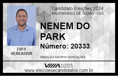 Candidato NENEM DO PARK 2024 - VALPARAÍSO DE GOIÁS - Eleições