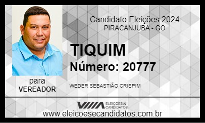 Candidato TIQUIM 2024 - PIRACANJUBA - Eleições