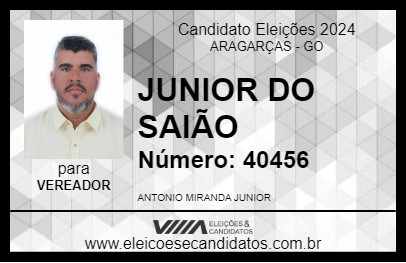 Candidato JUNIOR DO SAIÃO 2024 - ARAGARÇAS - Eleições