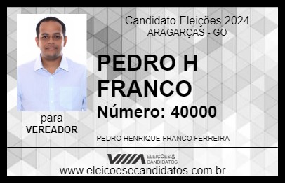 Candidato PEDRO H FRANCO 2024 - ARAGARÇAS - Eleições