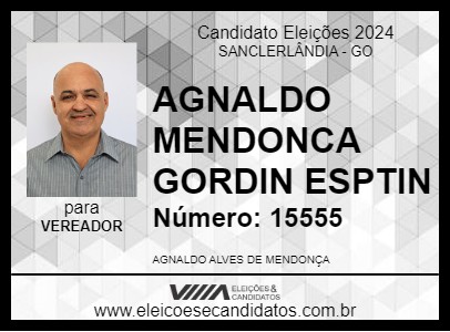 Candidato AGNALDO MENDONCA GORDIN ESPTIN 2024 - SANCLERLÂNDIA - Eleições