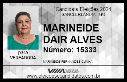 Candidato MARINEIDE DAIR ALVES 2024 - SANCLERLÂNDIA - Eleições