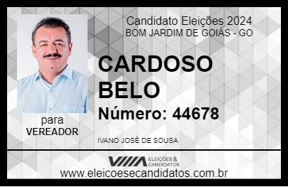 Candidato CARDOSO BELO 2024 - BOM JARDIM DE GOIÁS - Eleições