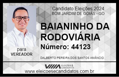 Candidato BAIANINHO DA RODOVIÁRIA 2024 - BOM JARDIM DE GOIÁS - Eleições