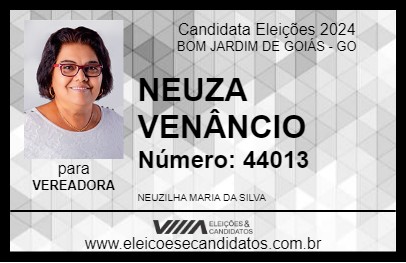 Candidato NEUZA VENÂNCIO 2024 - BOM JARDIM DE GOIÁS - Eleições