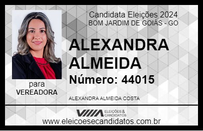 Candidato ALEXANDRA ALMEIDA 2024 - BOM JARDIM DE GOIÁS - Eleições