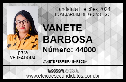 Candidato VANETE BARBOSA 2024 - BOM JARDIM DE GOIÁS - Eleições