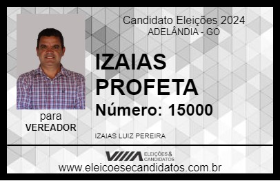 Candidato IZAIAS PROFETA 2024 - ADELÂNDIA - Eleições