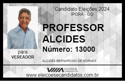 Candidato PROFESSOR ALCIDES 2024 - IPORÁ - Eleições