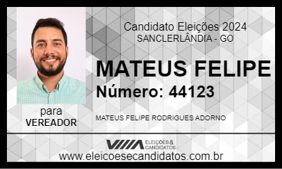 Candidato MATEUS FELIPE 2024 - SANCLERLÂNDIA - Eleições