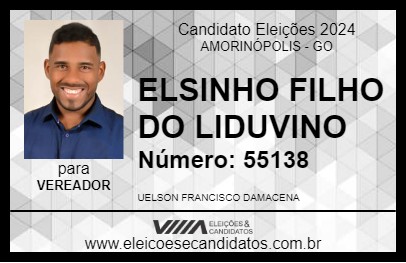 Candidato ELSINHO FILHO DO LIDUVINO 2024 - AMORINÓPOLIS - Eleições