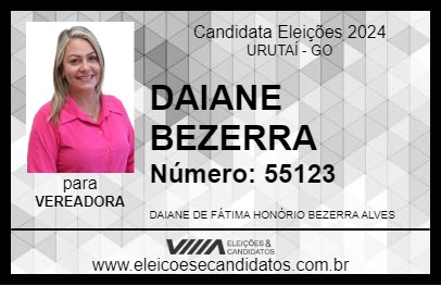 Candidato DAIANE BEZERRA 2024 - URUTAÍ - Eleições