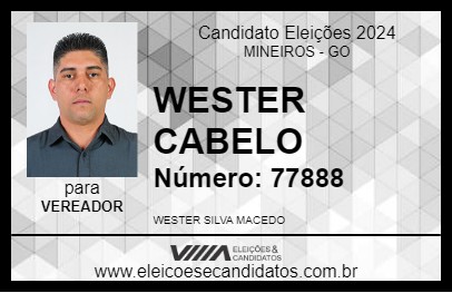 Candidato WESTER CABELO 2024 - MINEIROS - Eleições