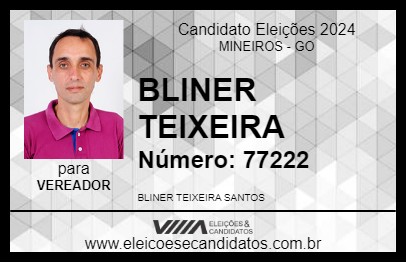 Candidato BLINER TEIXEIRA 2024 - MINEIROS - Eleições