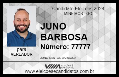 Candidato JUNO BARBOSA 2024 - MINEIROS - Eleições