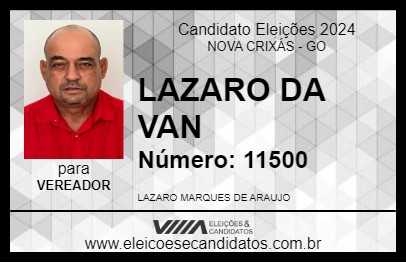 Candidato LAZARO DA VAN 2024 - NOVA CRIXÁS - Eleições