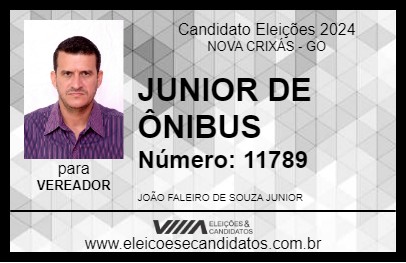 Candidato JÚNIOR DO ÔNIBUS 2024 - NOVA CRIXÁS - Eleições