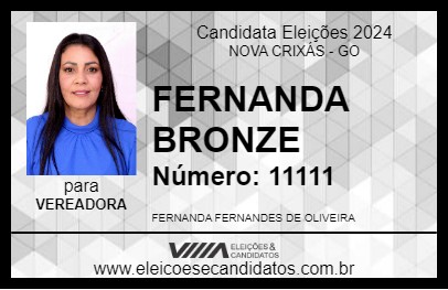 Candidato FERNANDA BRONZE 2024 - NOVA CRIXÁS - Eleições