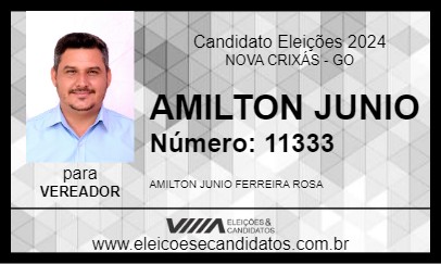 Candidato AMILTON JUNIO 2024 - NOVA CRIXÁS - Eleições