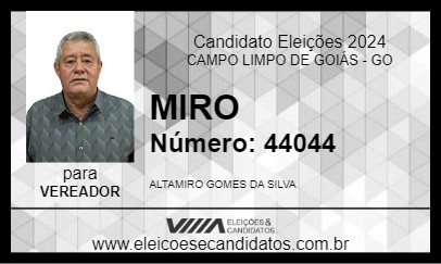 Candidato MIRO 2024 - CAMPO LIMPO DE GOIÁS - Eleições