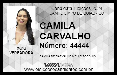 Candidato CAMILA CARVALHO 2024 - CAMPO LIMPO DE GOIÁS - Eleições