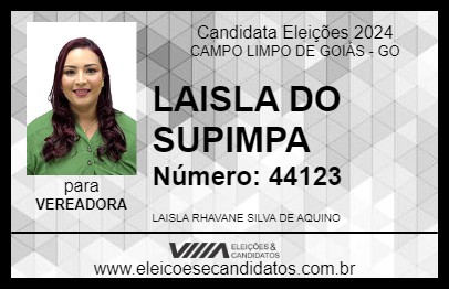 Candidato LAISLA DO SUPIMPA 2024 - CAMPO LIMPO DE GOIÁS - Eleições