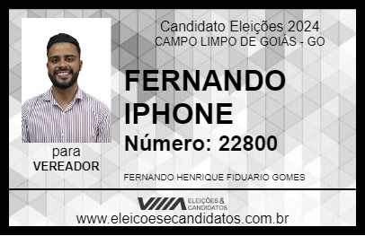 Candidato FERNANDO IPHONE 2024 - CAMPO LIMPO DE GOIÁS - Eleições