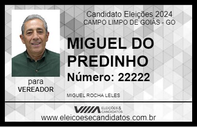 Candidato MIGUEL DO PREDINHO  2024 - CAMPO LIMPO DE GOIÁS - Eleições