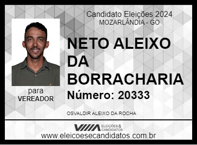 Candidato NETO ALEIXO DA BORRACHARIA 2024 - MOZARLÂNDIA - Eleições