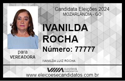 Candidato IVANILDA ROCHA 2024 - MOZARLÂNDIA - Eleições