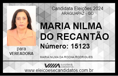 Candidato MARIA NILMA DO RECANTÃO 2024 - ARAGUAPAZ - Eleições