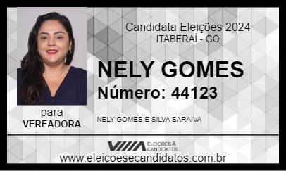 Candidato NELY GOMES 2024 - ITABERAÍ - Eleições