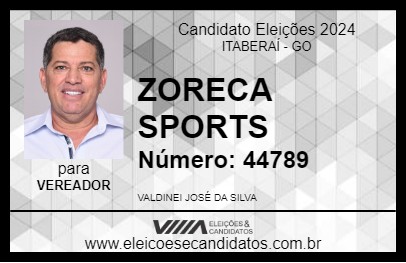 Candidato ZORECA SPORTS 2024 - ITABERAÍ - Eleições