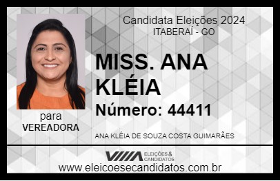 Candidato MISS. ANA KLÉIA 2024 - ITABERAÍ - Eleições