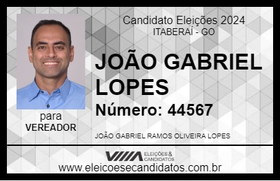 Candidato JOÃO GABRIEL LOPES 2024 - ITABERAÍ - Eleições