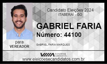 Candidato GABRIEL FARIA 2024 - ITABERAÍ - Eleições