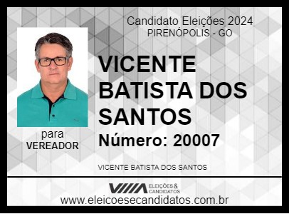 Candidato VICENTE DO RETIRO 2024 - PIRENÓPOLIS - Eleições