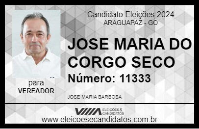 Candidato JOSE MARIA DO CORGO SECO 2024 - ARAGUAPAZ - Eleições