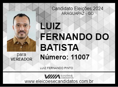 Candidato LUIZ FERNANDO DO BATISTA 2024 - ARAGUAPAZ - Eleições