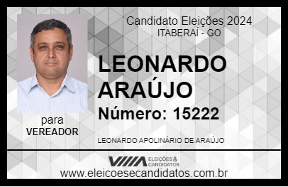 Candidato LEONARDO ARAÚJO 2024 - ITABERAÍ - Eleições