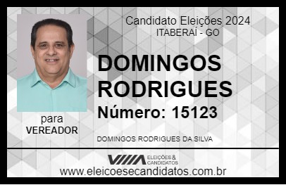 Candidato DOMINGOS RODRIGUES 2024 - ITABERAÍ - Eleições