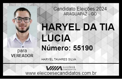 Candidato HARYEL DA TIA LUCIA 2024 - ARAGUAPAZ - Eleições