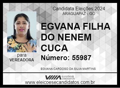 Candidato EGVANA FILHA DO NENEM CUCA 2024 - ARAGUAPAZ - Eleições