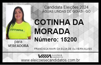 Candidato COTINHA DA MORADA 2024 - ÁGUAS LINDAS DE GOIÁS - Eleições