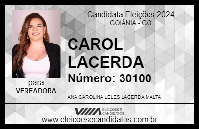 Candidato CAROL LACERDA 2024 - GOIÂNIA - Eleições